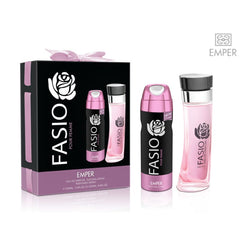 باكج عطر فاسيو مع مزيل عرق للنساء من امبر - Genie Perfume Shop #